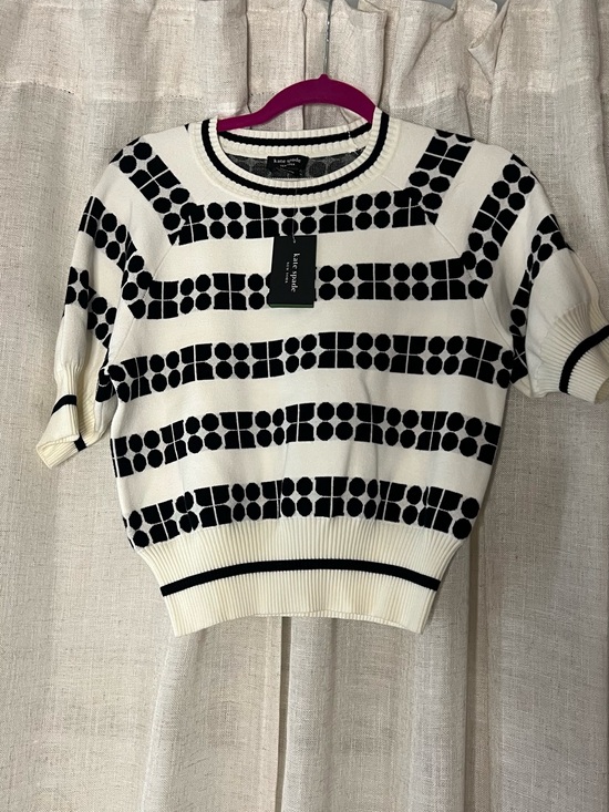 kate spade Tops - kate spade Black & White Short Sleeve Patterned Knit Top